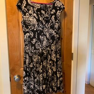 Black and Cream Print Dress
